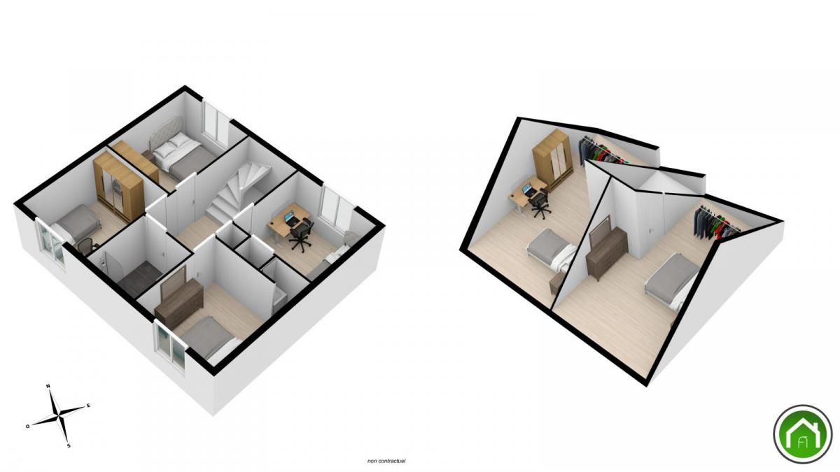 LAMBE : jolie maison de ville avec 6 chambres, garage, cour et jardinet clos